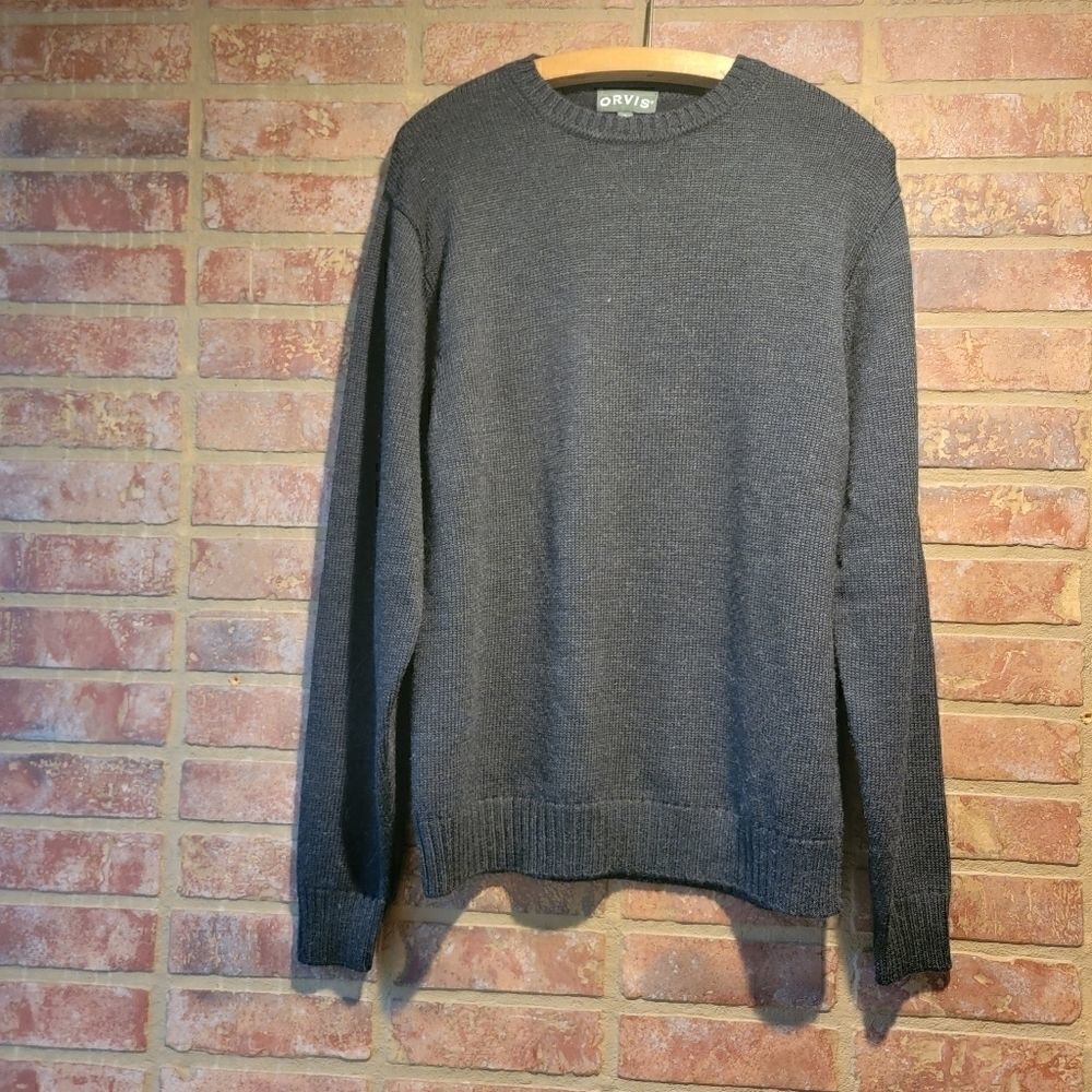 Orvis Luxury Merino Notch Crewneck Sweater navy m